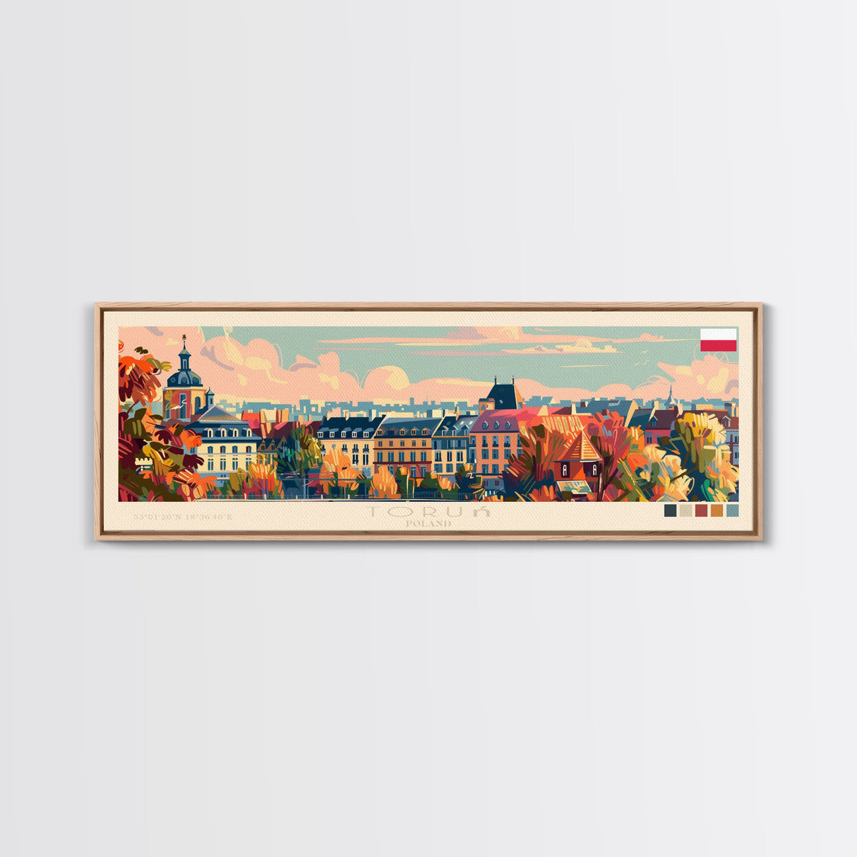 Torun Poland Travel Art, City Art, Framed Canvas Print or Metal Wall Art, Europe Travel Poster, Panoramic Wall Art, Extra Wide Wall Art