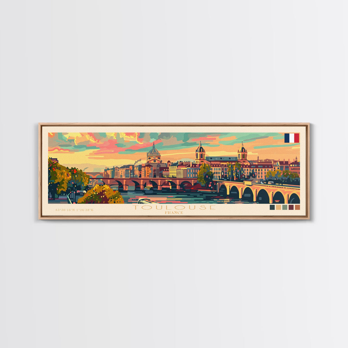 Toulouse France Wall Art, Panoramic Travel Poster, Panoramic Framed Canvas Print, City Wall Art, Wall Hanging Home Decor, Travel Art