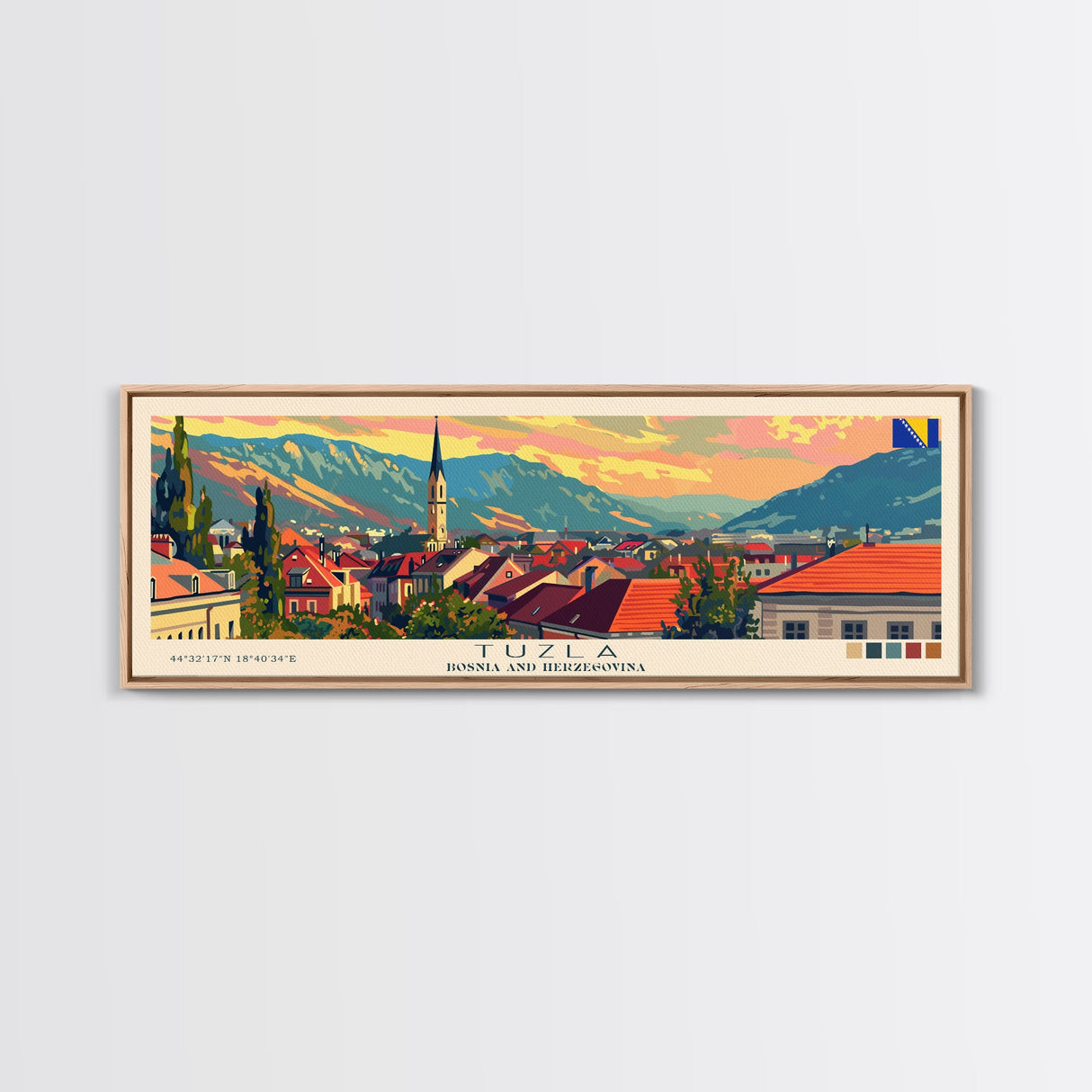 Tuzla Bosnia Travel Print Wall Art, Panoramic City Art, Travel Art, Wall Decor, Vacation Gift, Framed Canvas Print Or Metal Art