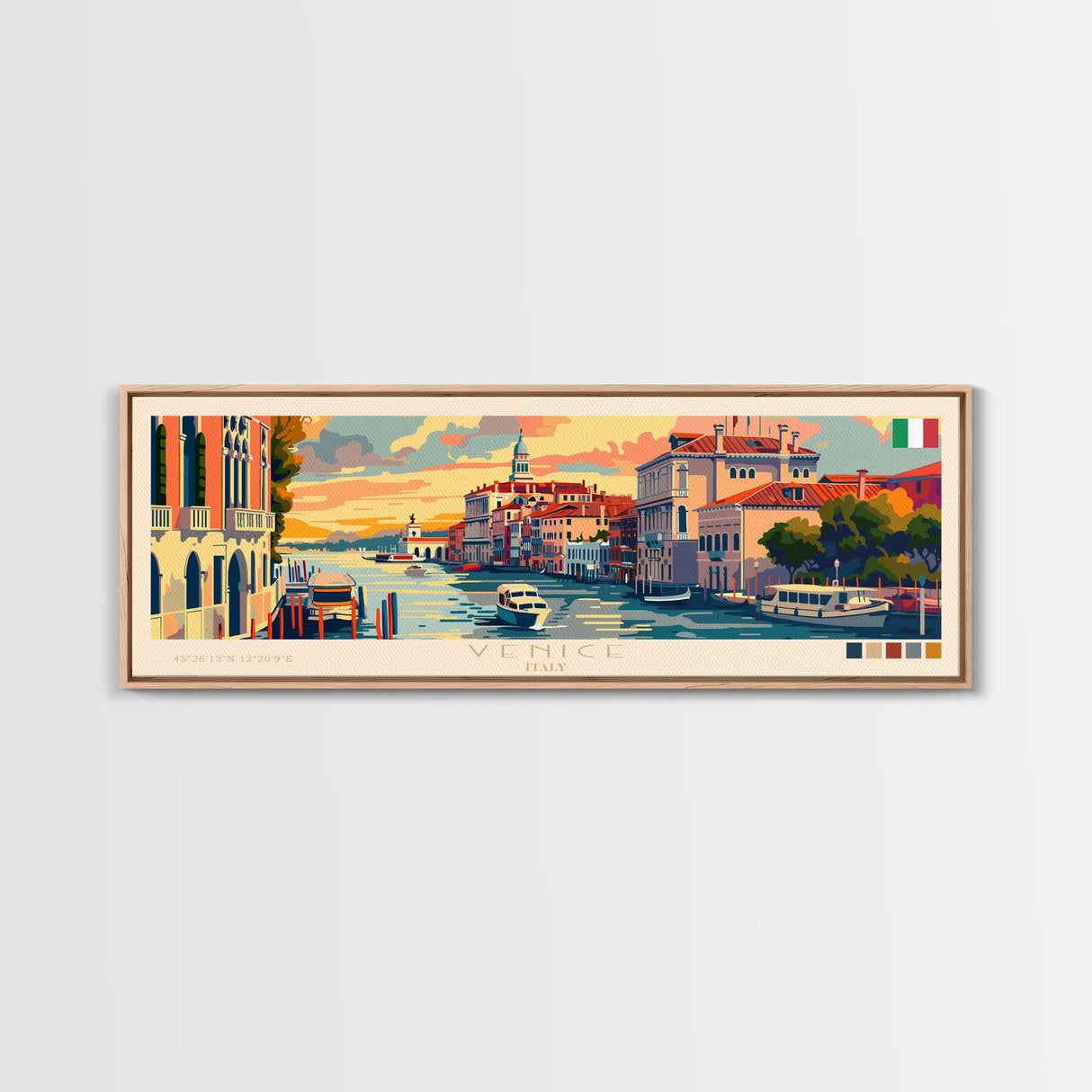 Venice Italy Travel Print Wall Art, Panoramic City Art, Travel Art, Wall Decor, Vacation Gift, Framed Canvas Print Or Metal Art