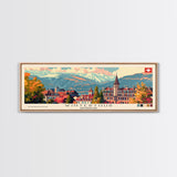 Winterthur Switzerland Travel Art, City Art, Framed Canvas Print or Metal Wall Art, Europe Travel Poster, Panoramic Wall Art, Extra Wide Wall Art