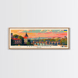 Zaporizhzhia Ukraine Panoramic Travel Poster, Framed Canvas Print or Metal Wall Art, Travel Art, Home Decor, Panoramic Painting, Midcentury Art