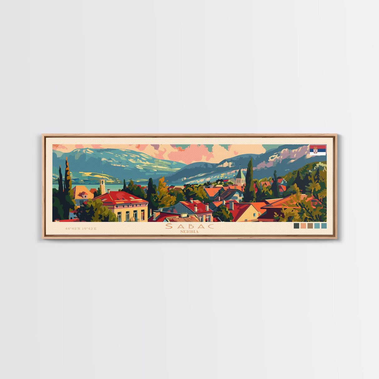 Šabac Serbia Wall Art, Panoramic Travel Poster, Panoramic Framed Canvas Print, City Wall Art, Wall Hanging Home Decor, Travel Art