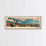 Zilina Slovakia Panoramic Travel Poster, Framed Canvas Print or Metal Wall Art, Travel Art, Home Decor, Panoramic Painting, Midcentury Art