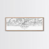 Panoramic Fort Worth City Map, Texas Art, Map Print, Minimalist Wall Art, Canvas Art, Housewarming Gift, Street Map Art, Closing Gift