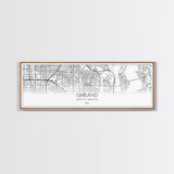 Panoramic Garland City Map, Texas Art, Map Print, Minimalist Wall Art, Canvas Art, Housewarming Gift, Street Map Art, Closing Gift