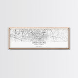 Panoramic Greensboro City Map, North Carolina Art, Map Print, Minimalist Wall Art, Canvas Art, Housewarming Gift, Street Map, Closing Gift