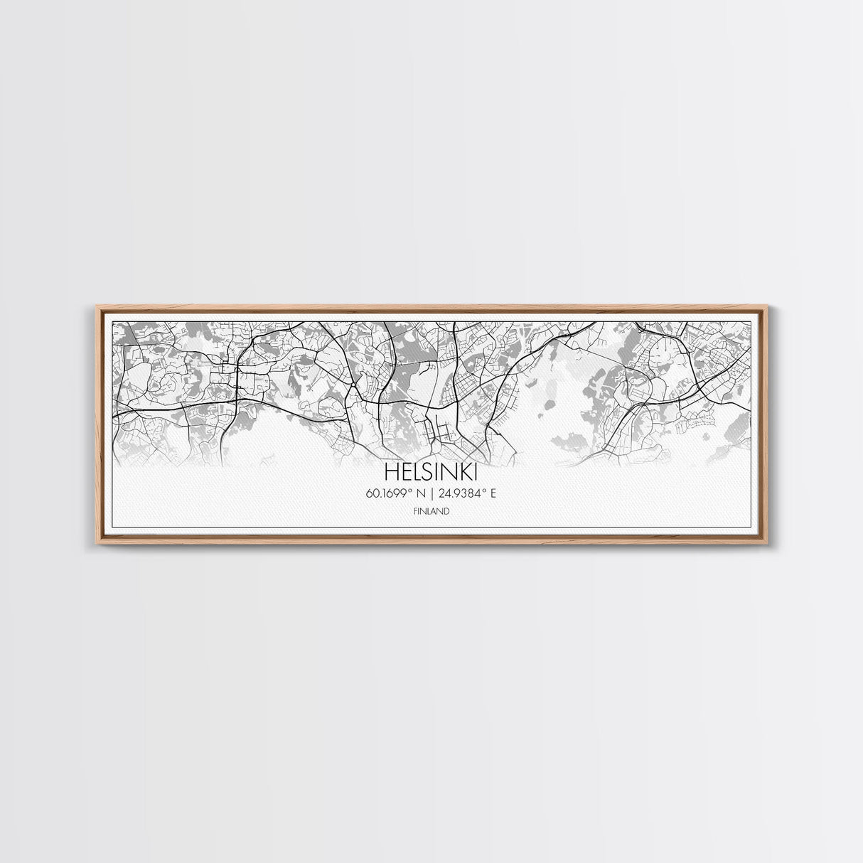 Panoramic Helsinki City Map, Finland Art, Map Print, Minimalist Wall Art, Canvas Art, Housewarming Gift, Street Map Art, Closing Gift