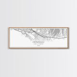 Panoramic Honolulu City Map, Hawaii Art, Map Print, Minimalist Wall Art, Canvas Art, Housewarming Gift, Street Map Art, Closing Gift