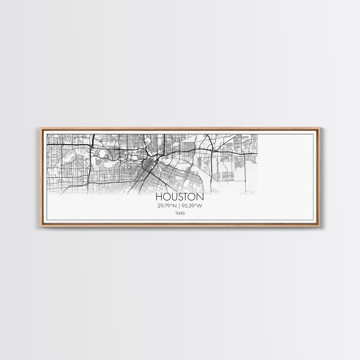 Panoramic Houston City Map, Texas Art, Map Print, Minimalist Wall Art, Canvas Art, Housewarming Gift, Street Map Art, Closing Gift