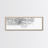 Panoramic Houston City Map, Texas Art, Map Print, Minimalist Wall Art, Canvas Art, Housewarming Gift, Street Map Art, Closing Gift