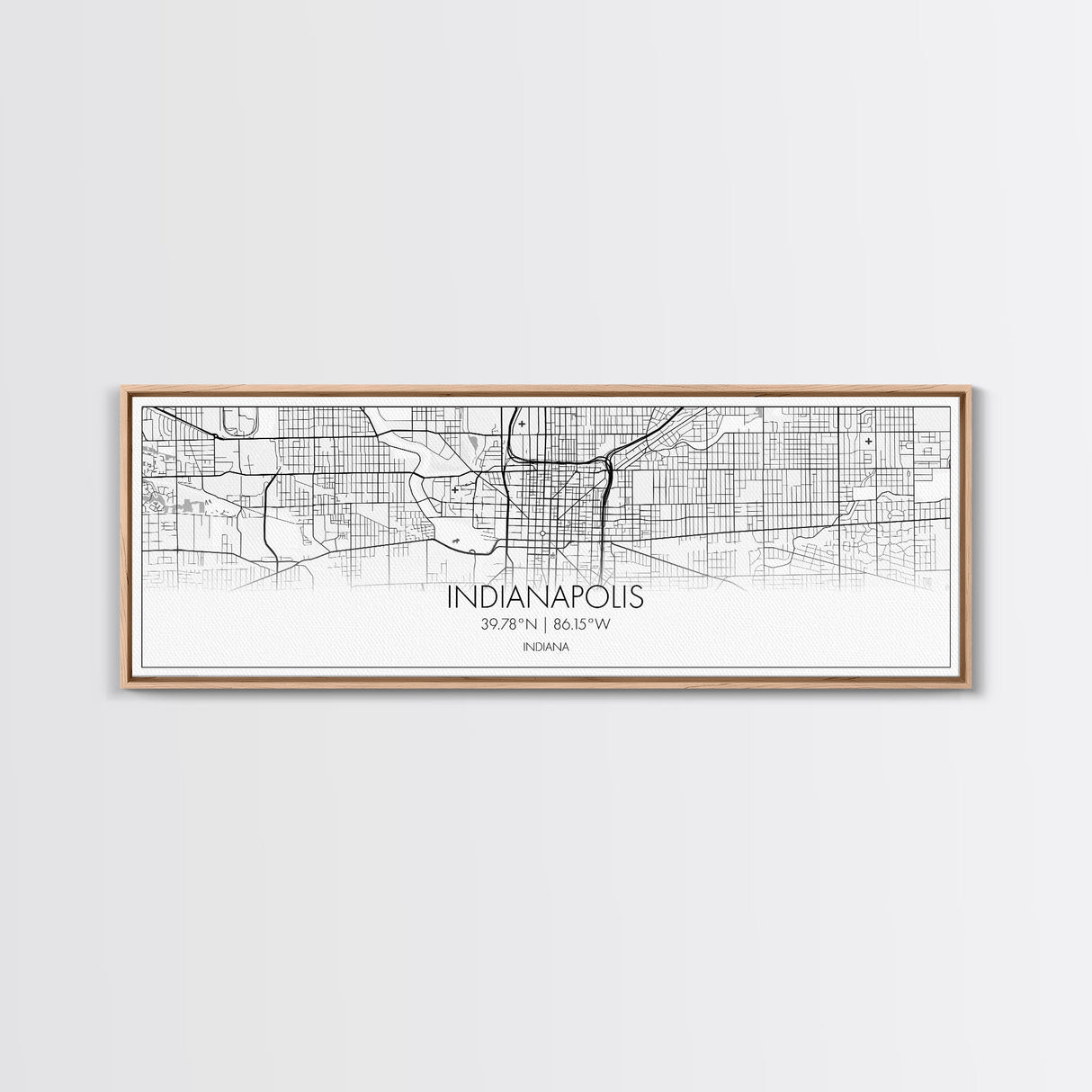 Panoramic Indianapolis  City Map, Indiana Art, Map Print, Minimalist Wall Art, Canvas Art, Housewarming Gift, Street Map Art, Closing Gift