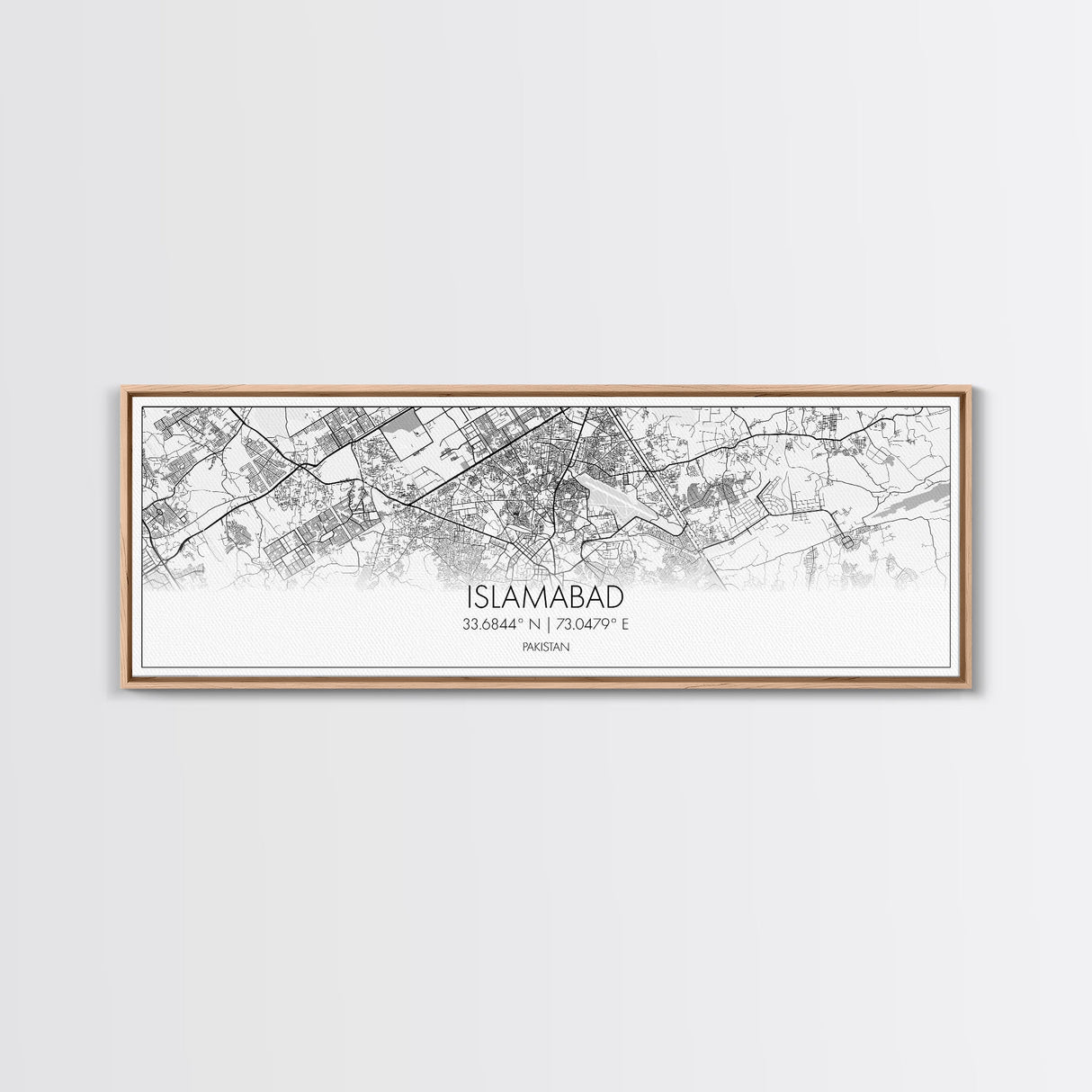 Panoramic Islamabad City Map, Pakistan Art, Map Print, Minimalist Wall Art, Canvas Art, Housewarming Gift, Street Map Art, Closing Gift