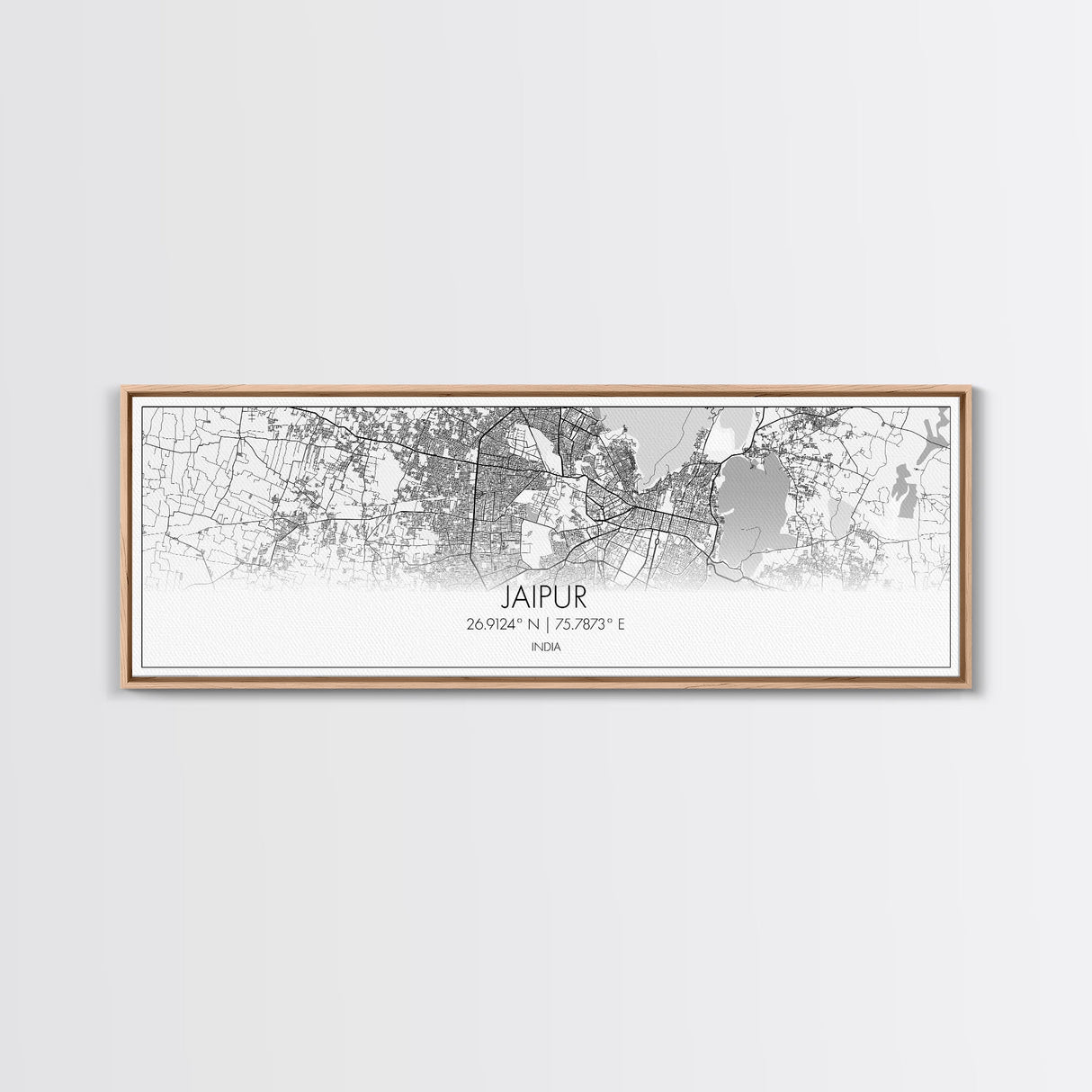 Panoramic Jaipur City Map, India Art, Map Print, Minimalist Wall Art, Canvas Art, Housewarming Gift, Street Map Art, Closing Gift