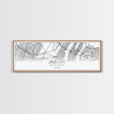 Panoramic Jersey City Map, New Jersey Art, Map Print, Minimalist Wall Art, Canvas Art, Housewarming Gift, Street Map Art, Closing Gift