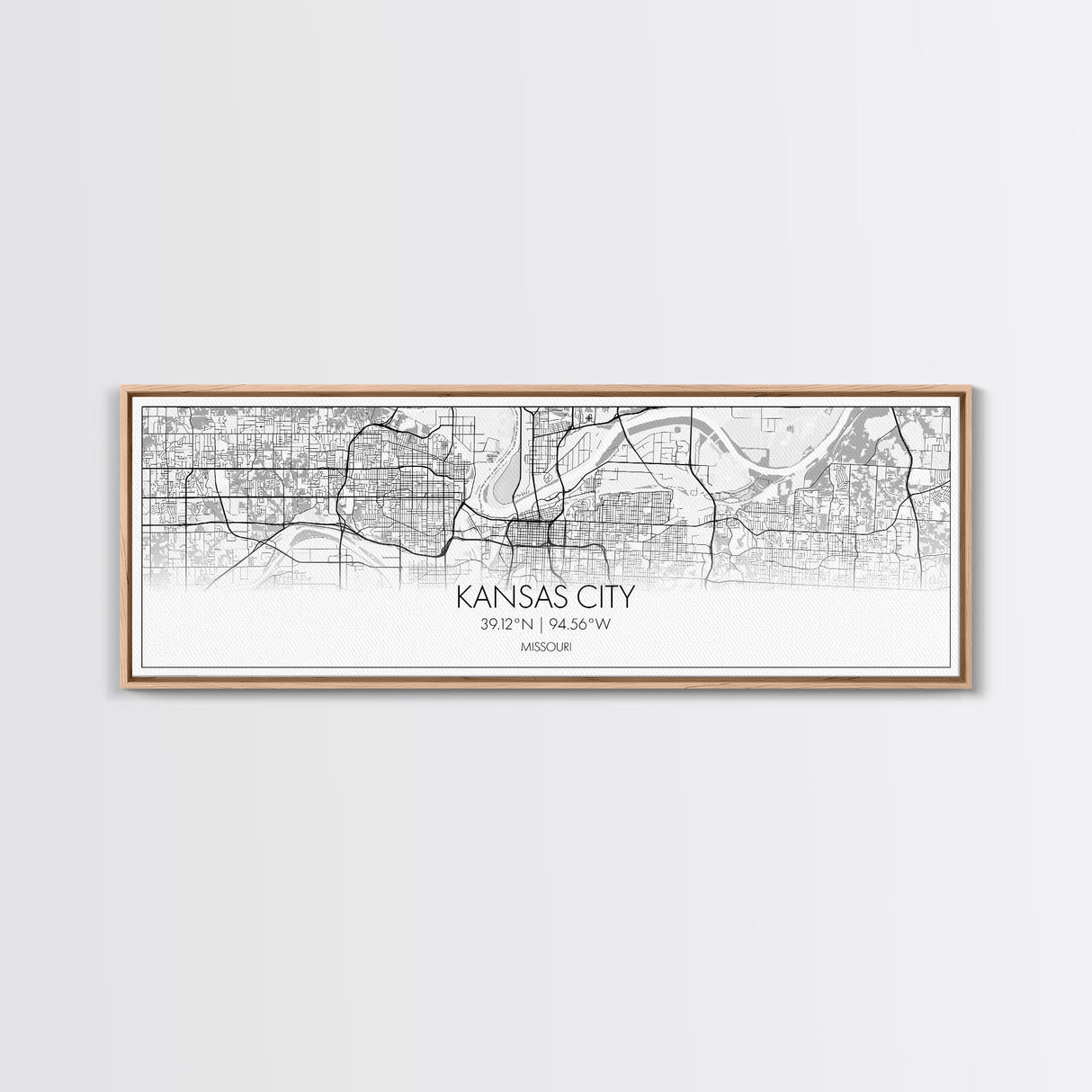 Panoramic Kansas City Map, Missouri Art, Map Print, Minimalist Wall Art, Canvas Art, Housewarming Gift, Street Map Art, Closing Gift