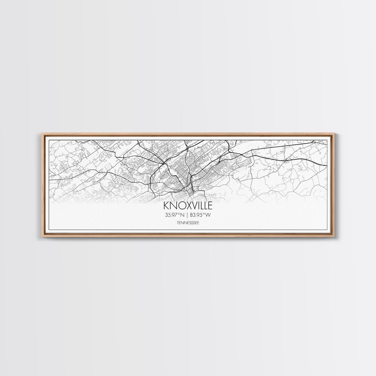 Panoramic Knoxville City Map, Tennessee Art, Map Print, Minimalist Wall Art, Canvas Art, Housewarming Gift, Street Map Art, Closing Gift