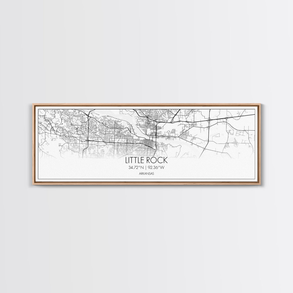 Panoramic Little Rock City Map, Arkansas Art, Map Print, Minimalist Wall Art, Canvas Art, Housewarming Gift, Street Map Art, Closing Gift