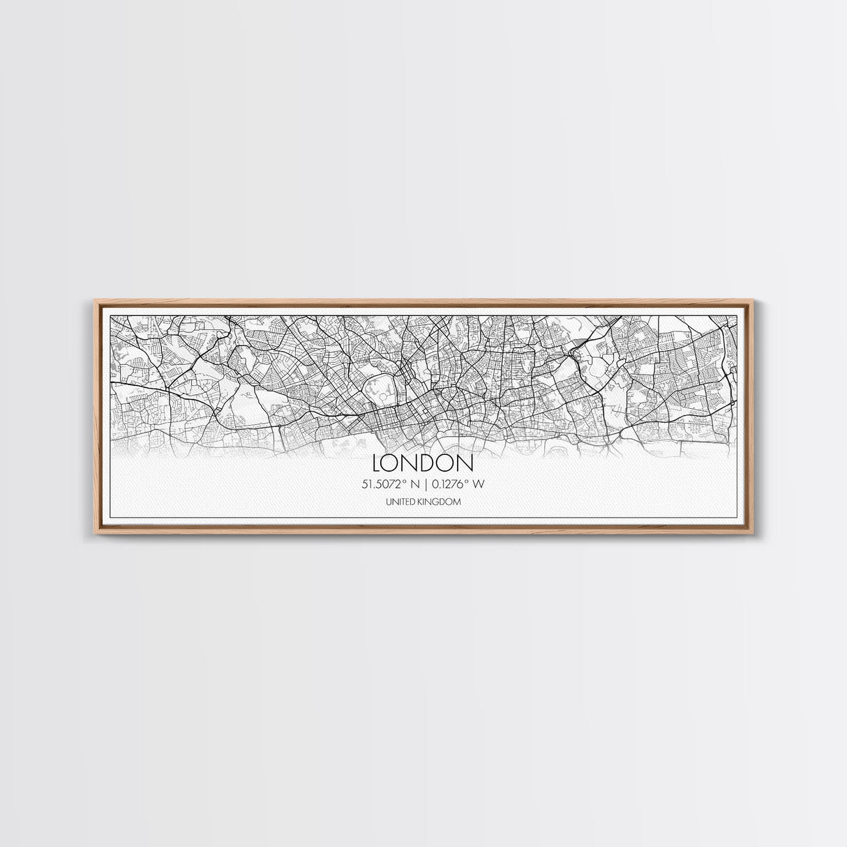 Panoramic London City Map, United Kingdom Art, Map Print, Minimalist Wall Art, Canvas Art, Housewarming Gift, Street Map Art, Closing Gift