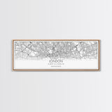 Panoramic London City Map, United Kingdom Art, Map Print, Minimalist Wall Art, Canvas Art, Housewarming Gift, Street Map Art, Closing Gift