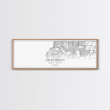 Panoramic Long Beach City Map, California Art, Map Print, Minimalist Wall Art, Canvas Art, Housewarming Gift, Street Map Art, Closing Gift