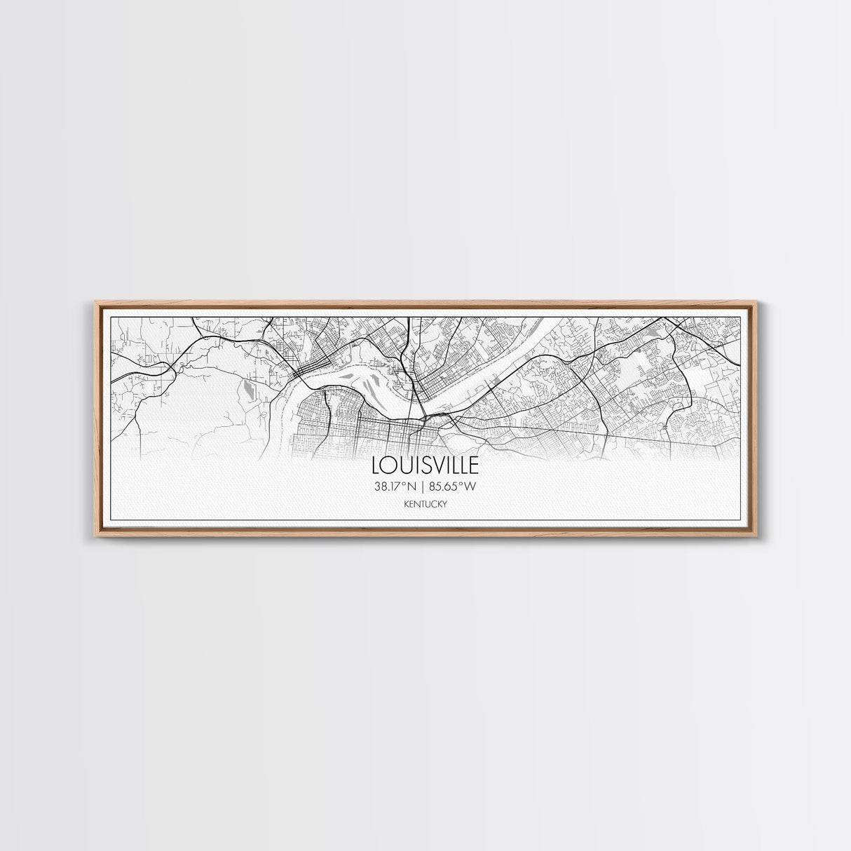 Panoramic Louisville City Map, Kentucky Art, Map Print, Minimalist Wall Art, Canvas Art, Housewarming Gift, Street Map Art, Closing Gift