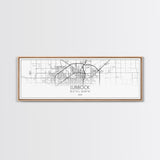 Panoramic Lubbock City Map, Texas Art, Map Print, Minimalist Wall Art, Canvas Art, Housewarming Gift, Street Map Art, Closing Gift