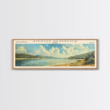 Amistad Reservoir Texas Panoramic Framed Canvas Print, Lake House Decor, Modern Art, Travel Poster, Scenic View, Water Reflection