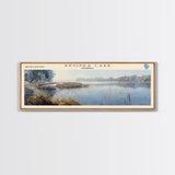 Apopka Lake Panoramic Framed Canvas Print, Lake House Art, Vintage Style, Travel Poster, Nature Scene, Scenic Artwork