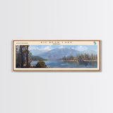 Big Bear Lake California Panoramic Framed Canvas Print, Lake House Decor, Scenic View, Travel Poster, Modern Art, Nature Wall Art