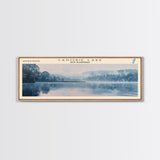 Canobie Lake New Hampshire Framed Canvas Print, Panoramic Lake House Art, Wall Art, Travel Poster, Modern Lake Painting, Nature Art