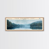 Crab Orchard Lake Illinois Framed Canvas Print, Lake House Art, Panoramic Wide Art, Travel Poster, Modern Lake Painting, Nature Art