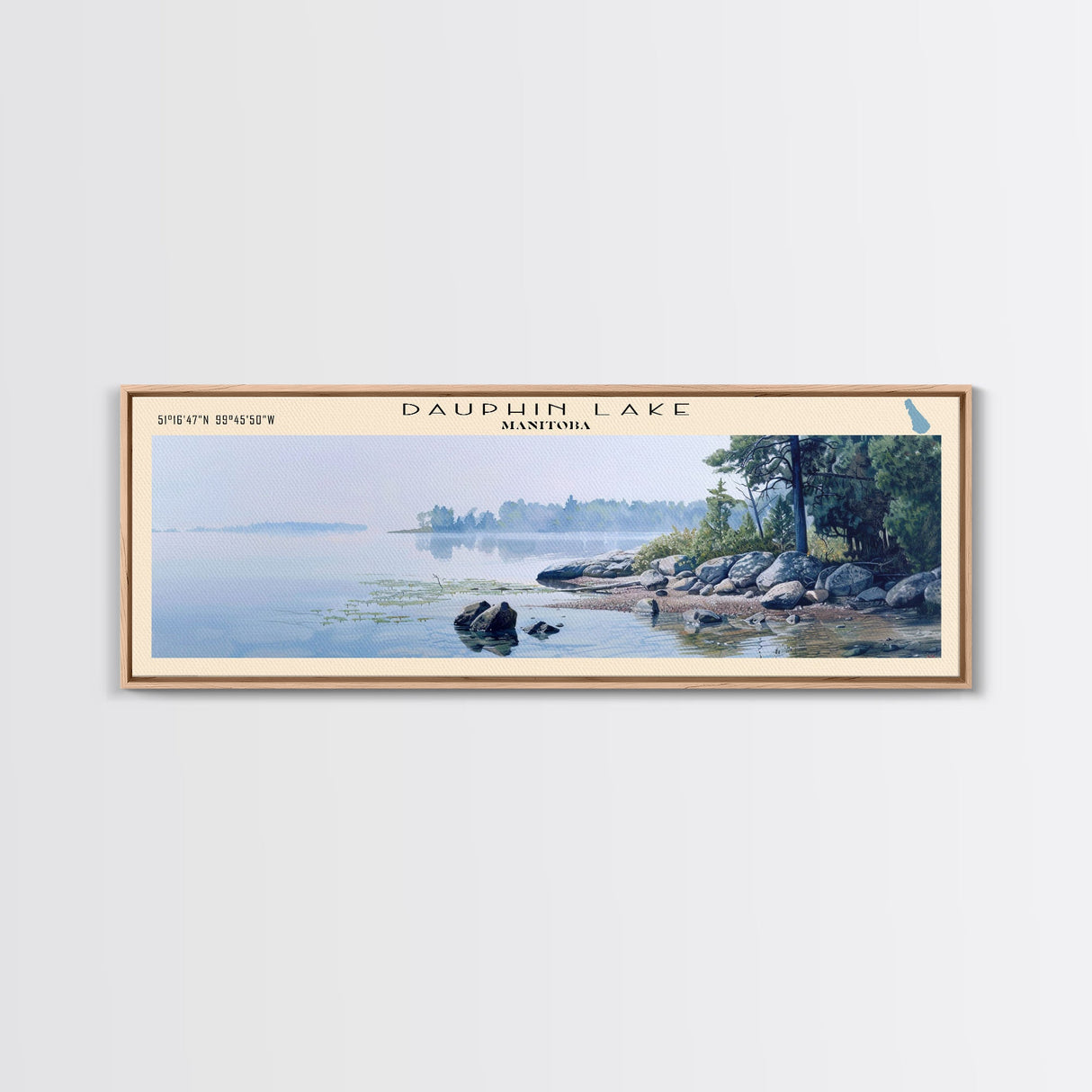 Dallas Lake Indiana Framed Canvas Print, Lake House Decor, Panoramic Wall Art, Travel Poster, Rustic Lake Painting, Home Decor