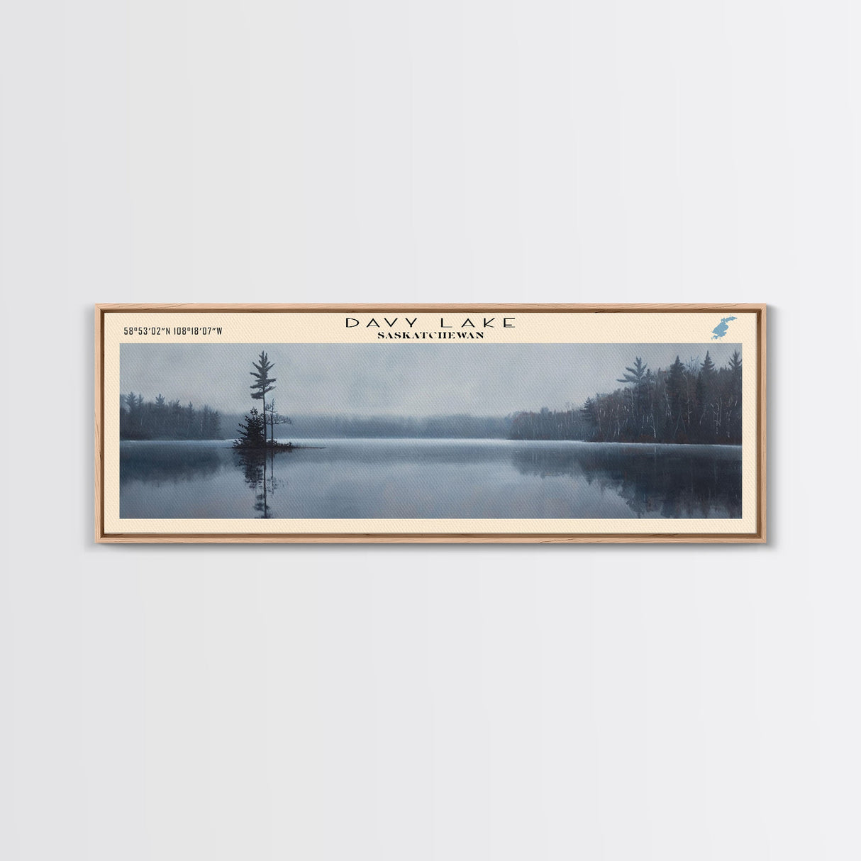 Dauphin Lake Framed Canvas Print, Lake House Decor, Panoramic Wall Art, Travel Poster, Modern Lake Painting, Nature Art