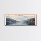 Deep Creek Lake Maryland Framed Canvas Print, Lake House Decor, Panoramic Wall Art, Travel Poster, Modern Lake Painting, Nature Art