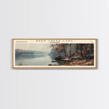 Deep Creek Lake Maryland Framed Canvas Print, Lake House Decor, Panoramic Wall Art, Travel Poster, Modern Lake Painting, Nature Art