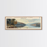 Gouldsboro Lake Pennsylvania Framed Canvas Print, Lake House Art, Panoramic Wall Art, Travel Poster, Serene Lake Painting, Home Decor