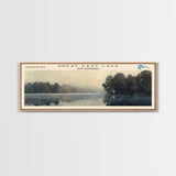 Great East Lake New Hampshire Framed Canvas Print, Panoramic Lake House Decor, Wall Art, Travel Poster, Majestic Lake Painting, Nature Art