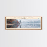 Great Sacandaga Lake Framed Canvas Print, Lake House Art, Panoramic Wall Art, Travel Poster, Serene Lake Painting, Home Decor