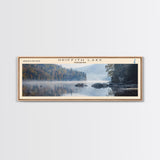 Griffith Lake Vermont Framed Canvas Print, Lake House Decor, Panoramic Wall Art, Travel Poster, Beautiful Lake Painting, Nature Art