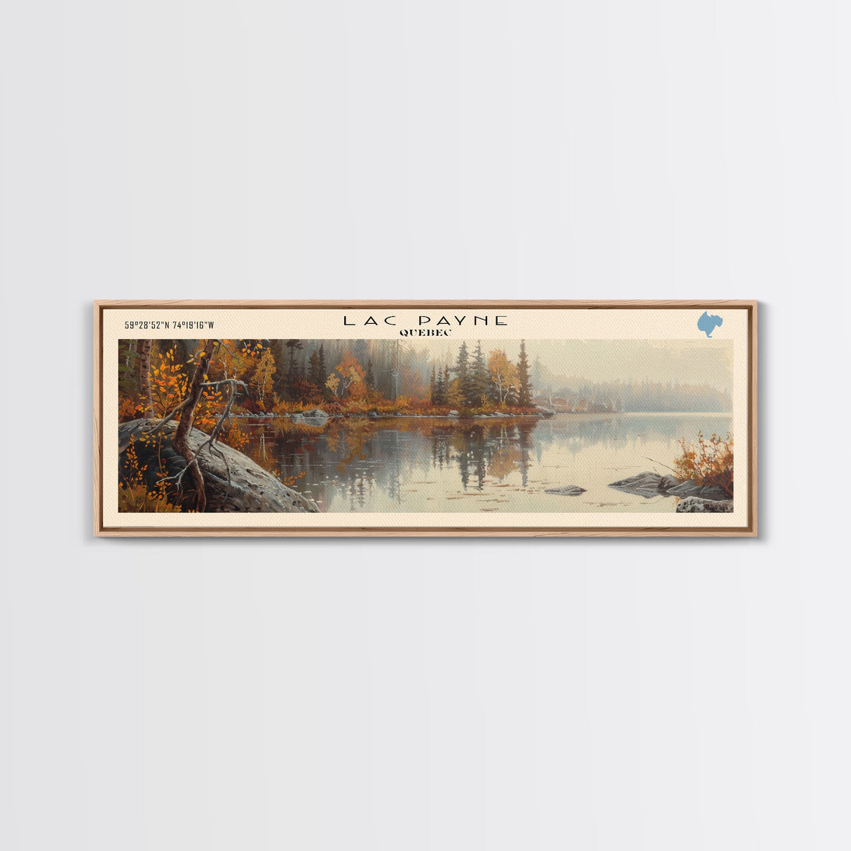 Lac Payne Lake Casitas California Framed Canvas Print, Lake House Art, Panoramic Wall Art, Travel Poster, Beautiful Lake Painting, Home Decor