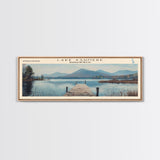 Lake Ashmere Massachusetts Framed Canvas Print, Panoramic Lake House Decor, Wall Art, Travel Poster, Captivating Lake Painting, Nature Art