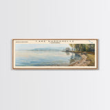 Lake Dardanelle California Framed Canvas Print, Lake House Decor, Panoramic Wall Art, Travel Poster, Scenic Landscape Painting, Nature Art