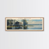 Lake Griffin Florida Framed Canvas Print, Lake House Decor, Panoramic Wall Art, Travel Poster, Beautiful Lake Painting, Nature Art