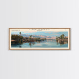 Lake Havasu Arizona Framed Canvas Print, Lake House Decor, Panoramic Wall Art, Travel Poster, Scenic Lake Painting, Nature Art