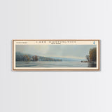 Lake Huntington New York Framed Canvas Print, Lake House Decor, Panoramic Wall Art, Travel Poster, Scenic Landscape Painting, Nature Art