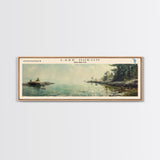 Lake Huron Framed Canvas Print, Lake House Decor, Panoramic Wall Art, Travel Poster, Serene Lake Painting, Home Art