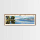 Lake Lahontan Nevada Framed Canvas Print, Lake House Decor, Panoramic Wall Art, Travel Poster, Beautiful Lake Painting, Home Art