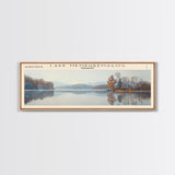 Lake Memphremagog Vermont Framed Canvas Print, Lake House Decor, Panoramic Wall Art, Travel Poster, Beautiful Landscape Painting, Bedroom Decor