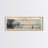 Lake Moultrie South Carolina Framed Canvas Print, Lake House Decor, Panoramic Wall Art, Travel Poster, Serene Landscape Painting, Bedroom Decor